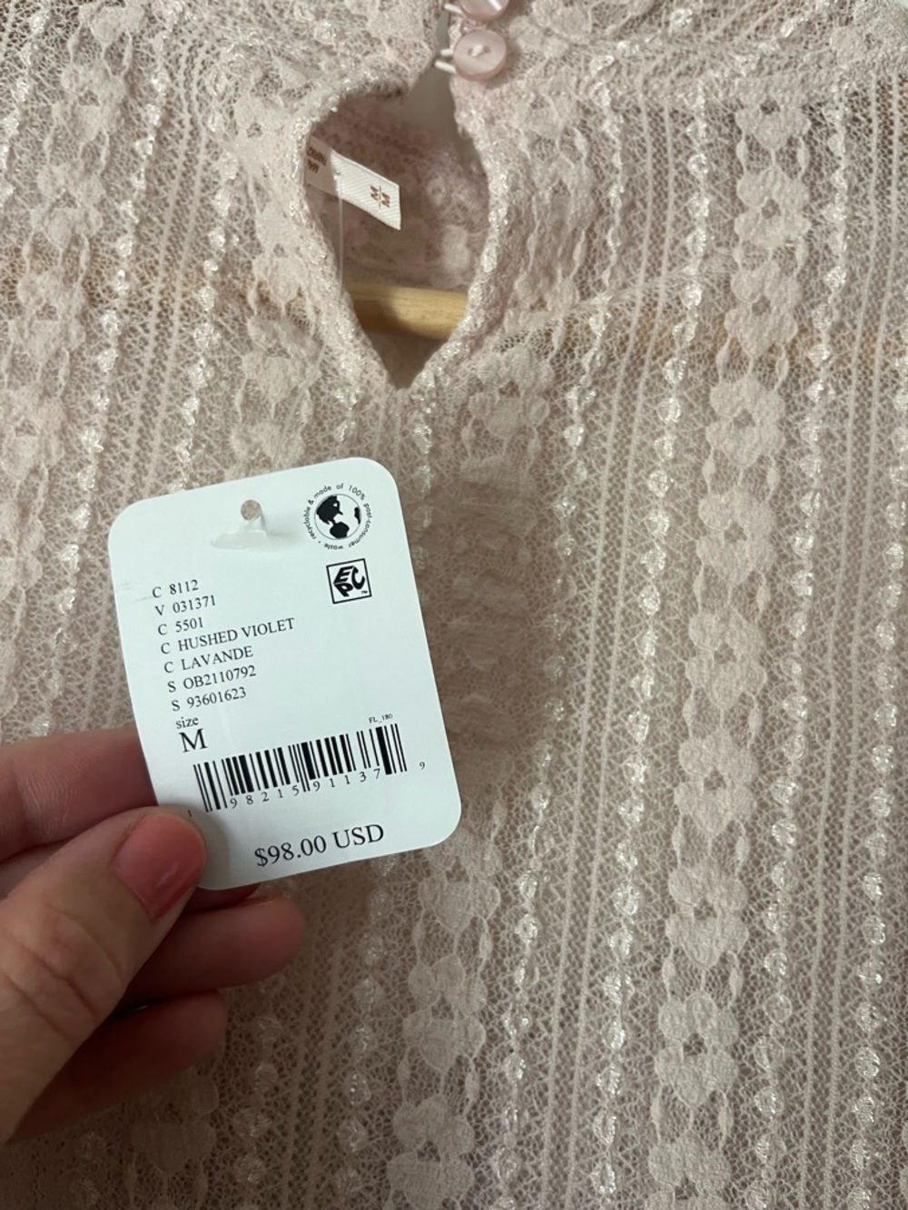 Free People Lace Panel Mock Neck Long Sleeve Top - Blush - Picture 9 of 10